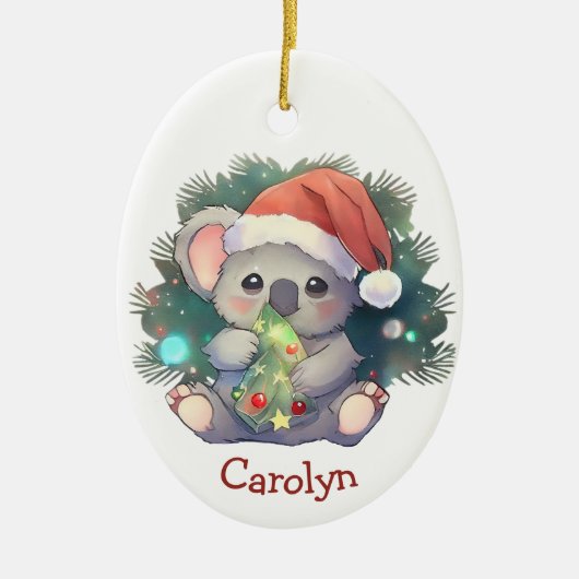 Vrolijk kerstfeest Koala Beer Kinder kerst Keramisch Ornament (Voorkant)
