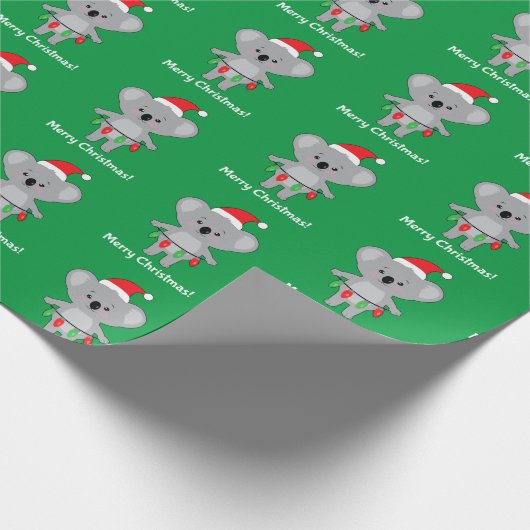 Vrolijk kerstfeest Koala Beer met licht Cadeaupapier (Hoek)