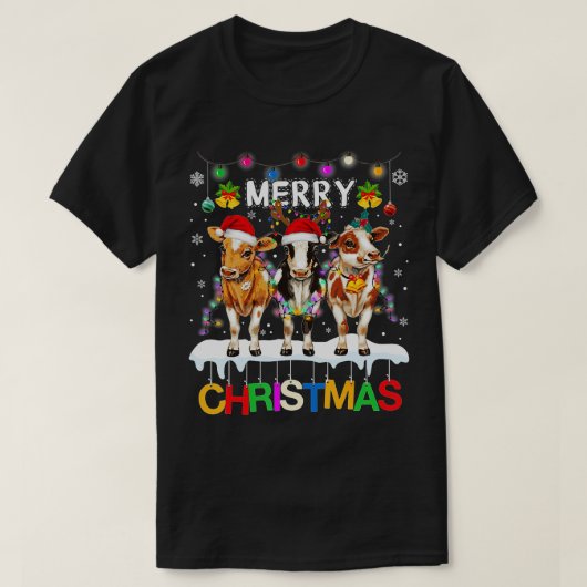 Vrolijk kerstfeest Koe boer kerstkerstmis  T-shirt (Design voorkant)
