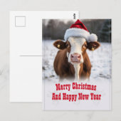 Vrolijk kerstfeest Koe Briefkaart (Voorkant / Achterkant)