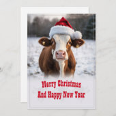 Vrolijk kerstfeest Koe Feestdagenkaart (Voorkant / Achterkant)