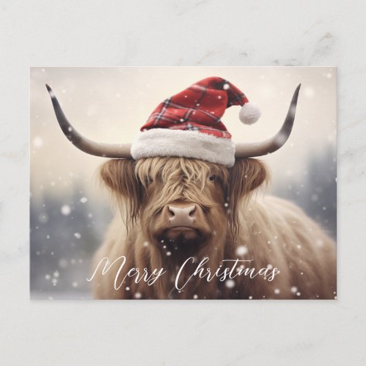 Vrolijk Kerstfeest Koe in een Santa Hat Budget Feestdagenkaart (Voorkant)