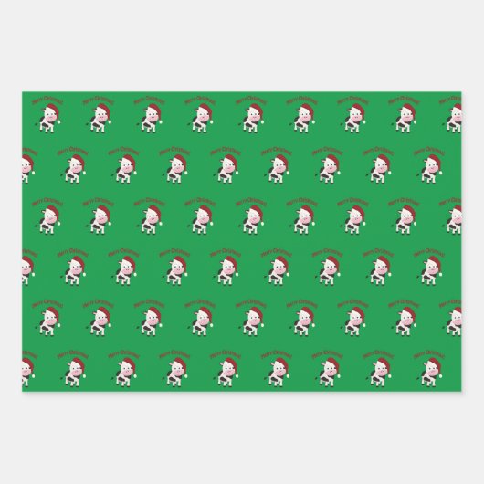 Vrolijk kerstfeest Koe Inpakpapier Vel (Voorkant 2)
