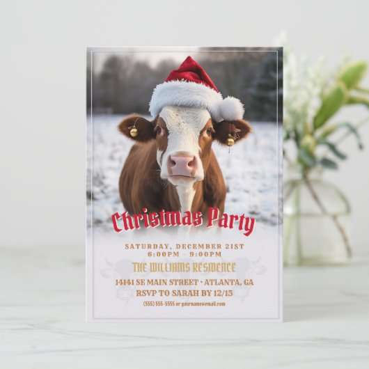 Vrolijk kerstfeest Koe Kaart (Staand voorkant)