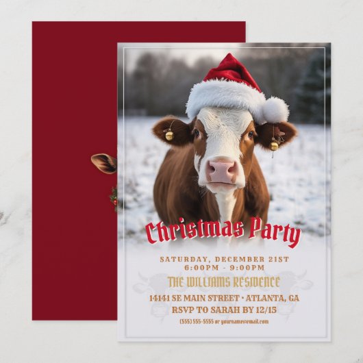 Vrolijk kerstfeest Koe Kaart (Voorkant / Achterkant)