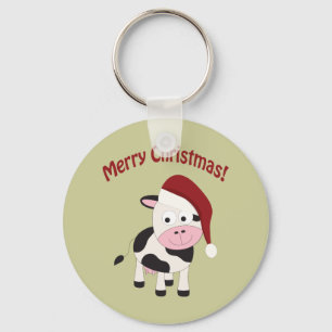 Vrolijk kerstfeest Koe Sleutelhanger
