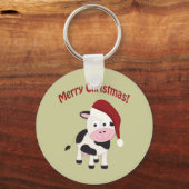 Vrolijk kerstfeest Koe Sleutelhanger (Voorkant)