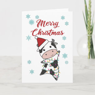 Vrolijk kerstfeest Koe winterkalf Koeien Kaart