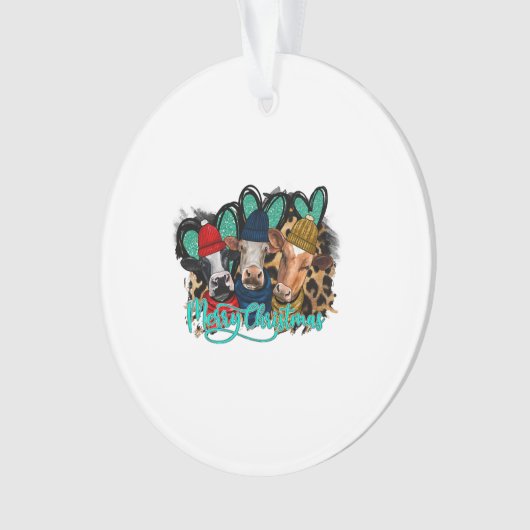 Vrolijk kerstfeest Koeien Ornament (voorkant)