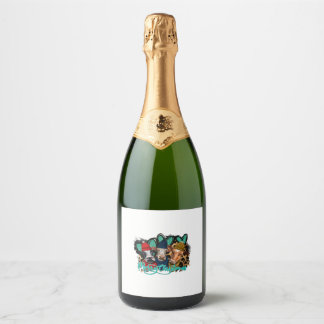 Vrolijk kerstfeest Koeien Sparkling Wijnetiket
