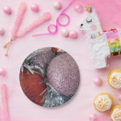 Vrolijk kerstfeest Kogelrood roze Bord (Feest)