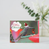 Vrolijk Kerstfeest kolibrie Feestdagenkaart (Staand voorkant)