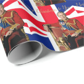 Vrolijk Kerstfeest Koning Charles III Britse vlag Cadeaupapier (Rol Hoek)
