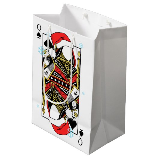 Vrolijk kerstfeest koningin van schoppen - Voeg je Medium Cadeauzakje (Achterkant Gekanteld)