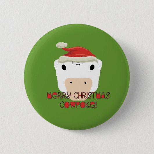 Vrolijk Kerstfeest KowPoke Ronde Button 5,7 Cm (Voorkant)