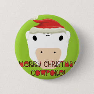 Vrolijk Kerstfeest KowPoke Ronde Button 5,7 Cm