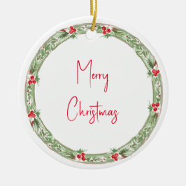 Vrolijk Kerstfeest Krans Naam Jaar Keramisch Ornament