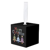 Vrolijk kerstfeest Kruis Kerstboom Retro Decoratie (Voorkant hoekig)