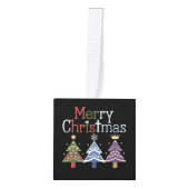 Vrolijk kerstfeest Kruis Kerstboom Retro Decoratie (Voorkant)