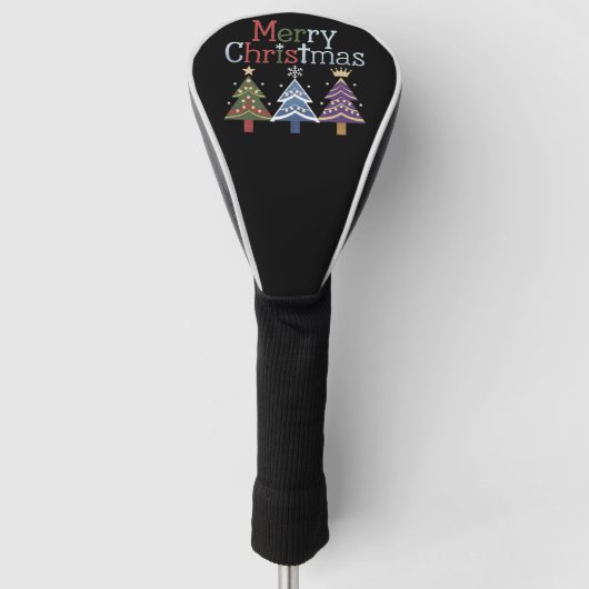 Vrolijk kerstfeest Kruis Kerstboom Retro Golfheadcover (Voorkant)