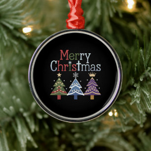 Vrolijk kerstfeest Kruis Kerstboom Retro Metalen Ornament