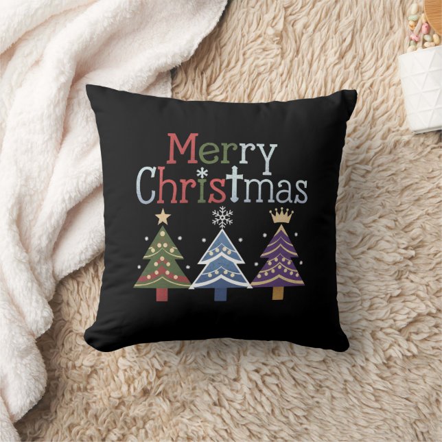 Vrolijk kerstfeest kruis Xmas boom Retro Kussen (Deken)