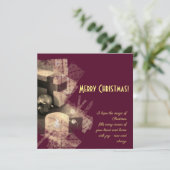 Vrolijk kerstfeest - kubieke kaarsen en geschenken (Staand voorkant)