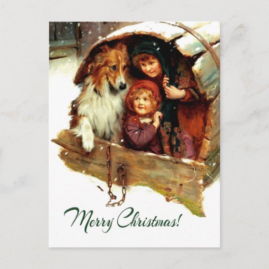 Vrolijk kerstfeest. kunst feestdagenkaart (Voorkant)