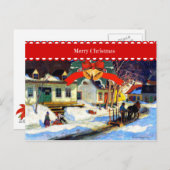 Vrolijk kerstfeest, kunst schilderen, briefkaart (Voorkant / Achterkant)