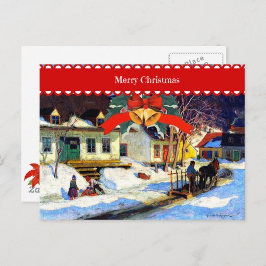 Vrolijk kerstfeest, kunst schilderen, briefkaart (Voorkant / Achterkant)