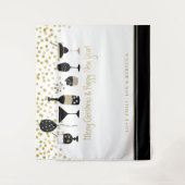 Vrolijk Kerstfeest Kunstzinnige Virtual Party Acht Wandkleed (Voorkant)