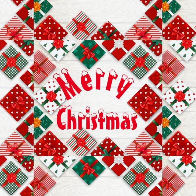 Vrolijk kerstfeest kussen (A square arrangement of Christmas presents!)