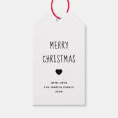 Vrolijk kerstfeest | Kute Black en White Heart Cadeaulabel (Voorkant)