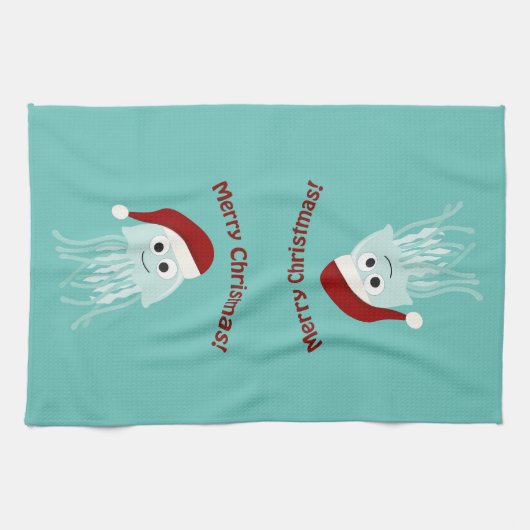 Vrolijk kerstfeest! kwal theedoek (Horizontaal)