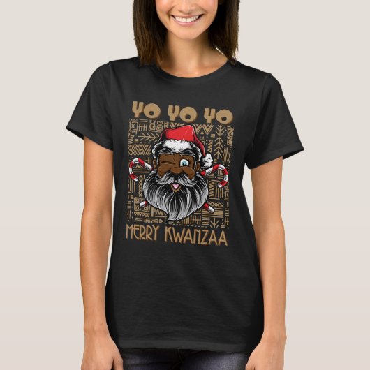 Vrolijk Kerstfeest Kwanzaa Afrikaanse Sinterklaas T-shirt (Voorkant)