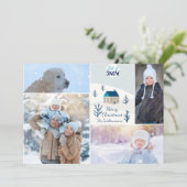 Vrolijk kerstfeest Laat het sneeuwvakantie fotocol Feestdagenkaart (Staand voorkant)