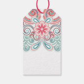 Vrolijk kerstfeest label met rode en groene bloeme cadeaulabel (Achterkant)