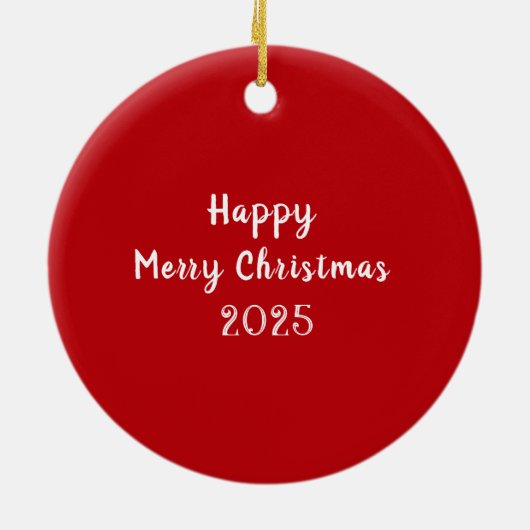 Vrolijk Kerstfeest Lachende Hond Foto Grappig Rode Keramisch Ornament (Achterkant)