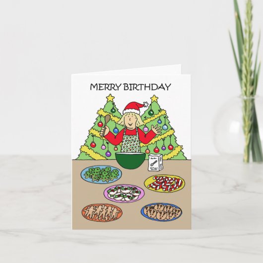 Vrolijk kerstfeest, Lady Baking Kaart (Voorkant)