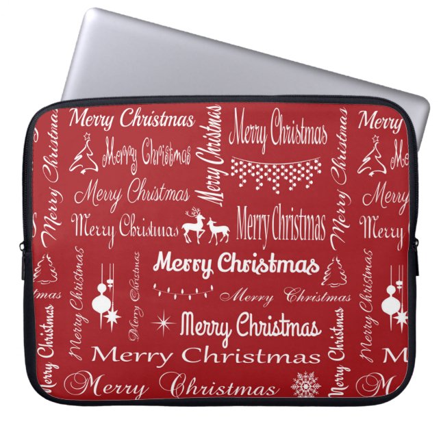 Vrolijk kerstfeest laptop sleeve (Voorkant)