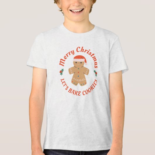 Vrolijk kerstfeest Laten we koekjes bakken Gingerb Tri-Blend Shirt (Voorkant)