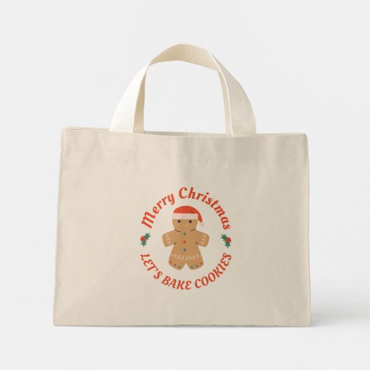 Vrolijk kerstfeest Laten we koekjes bakken Mini Tote Bag (Achterkant)