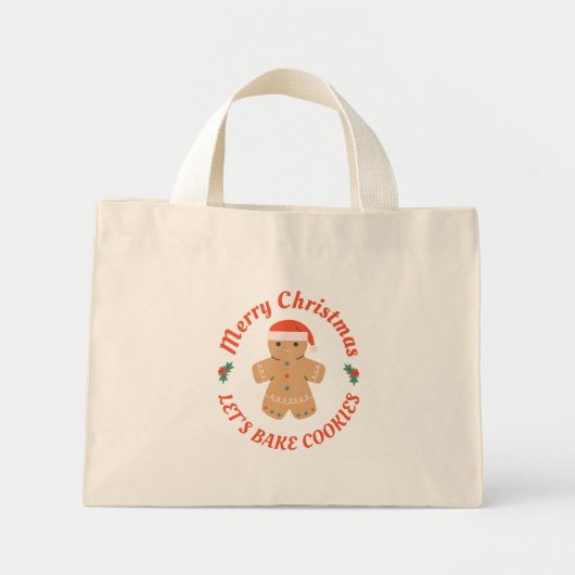 Vrolijk kerstfeest Laten we koekjes bakken Mini Tote Bag (Voorkant)