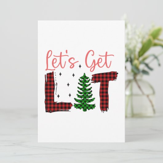 Vrolijk Kerstfeest Laten we verlicht Kerstmis Feestdagenkaart (Staand voorkant)