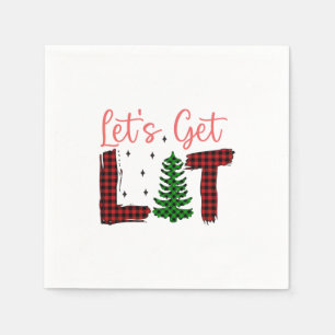 Vrolijk Kerstfeest Laten we verlicht Kerstmis Servet