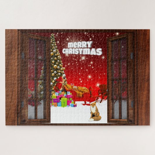 Vrolijk kerstfeest legpuzzel (Horizontaal)