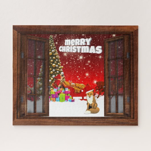 Vrolijk kerstfeest legpuzzel (Horizontaal)