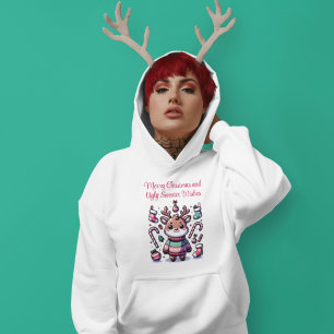 Vrolijk Kerstfeest & Lelijke Trui Wensen Rendier Hoodie