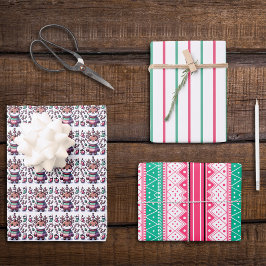 Vrolijk Kerstfeest & Lelijke Trui Wensen Rendier Inpakpapier Vel