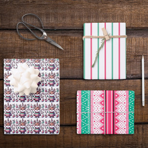 Vrolijk Kerstfeest & Lelijke Trui Wensen Rendier Inpakpapier Vel